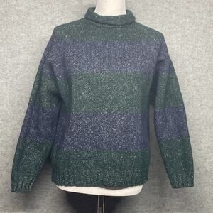 Vintage Thornton Bay Womens Large Sweater Wool Silk Blend Striped Green Purple